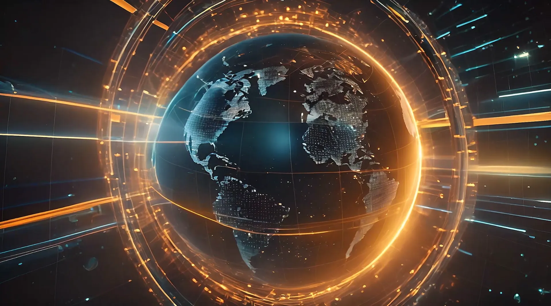Hi-Tech World Map Cybernetic Globe Stock Video